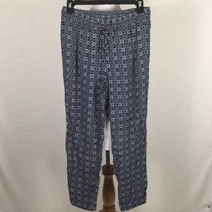 Talbots medallion-print flowy elastic-waist pants